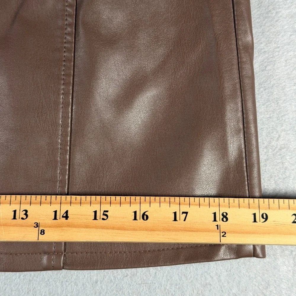 Free People Brownstone Vegan Leather Mini Skirt OB1542699 Brown Size 4 NWT